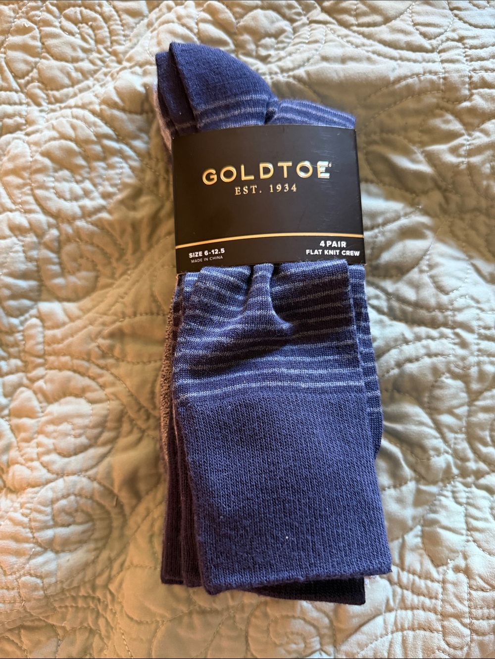 Gold Toe Men's Flat Knit Crew Socks Four Pack NWT